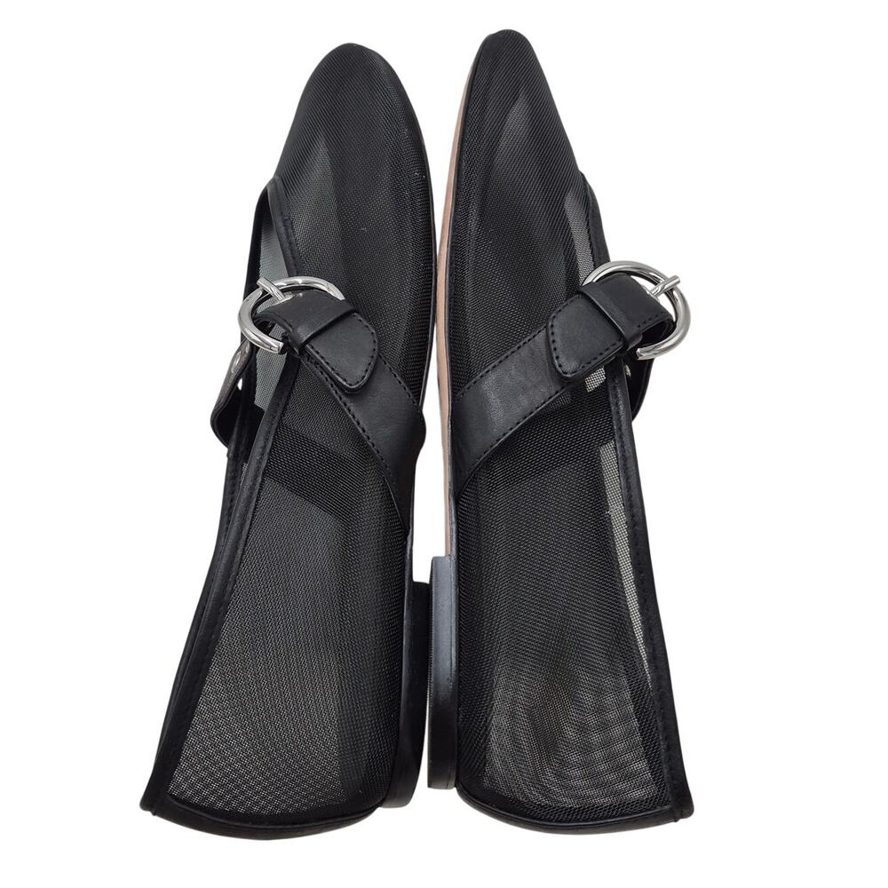 Reformation Bethany Black Mesh Mary Jane Flat Buckle Strap Ballet size 9 - Picture 2 of 7
